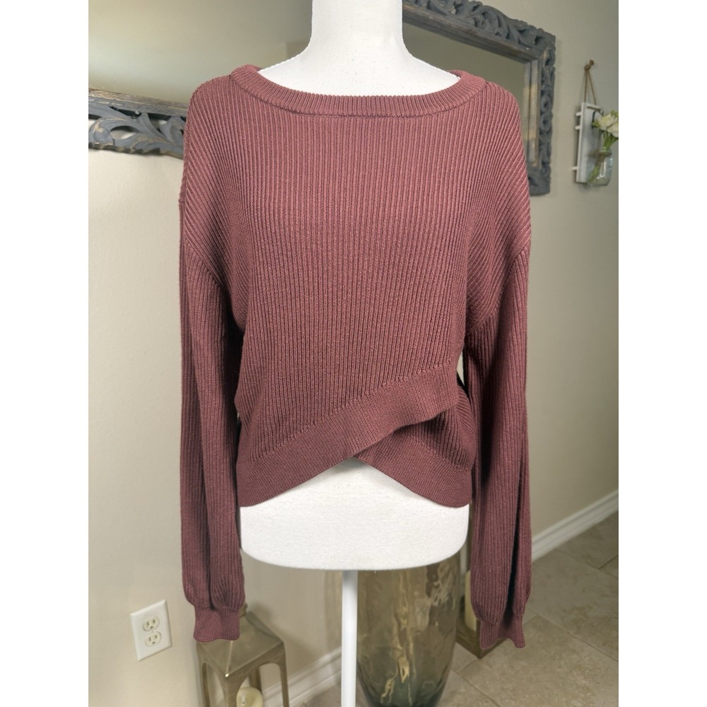 Lululemon Reversible Crossover Sweater 8 Smoky Red Cashmere Blend Ribbed